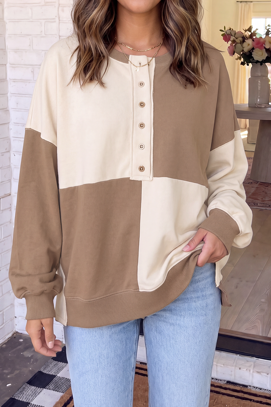 Colorblock High Low Oversized Sweatshirt