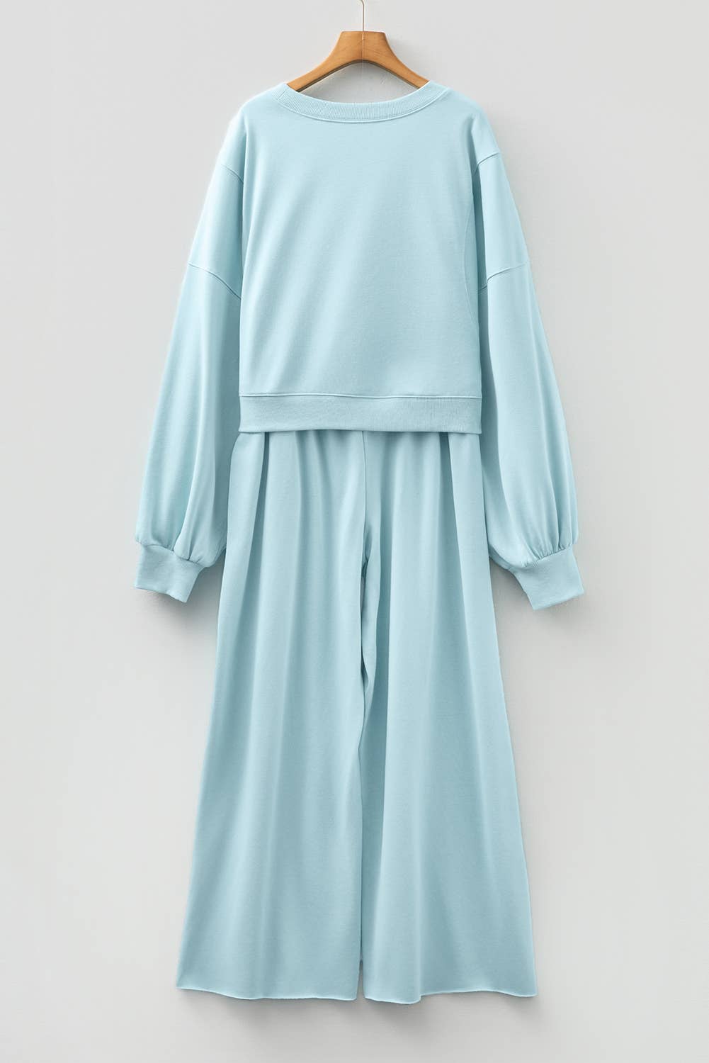 Drop Shoulder Pullover and Wide Leg Pants Set