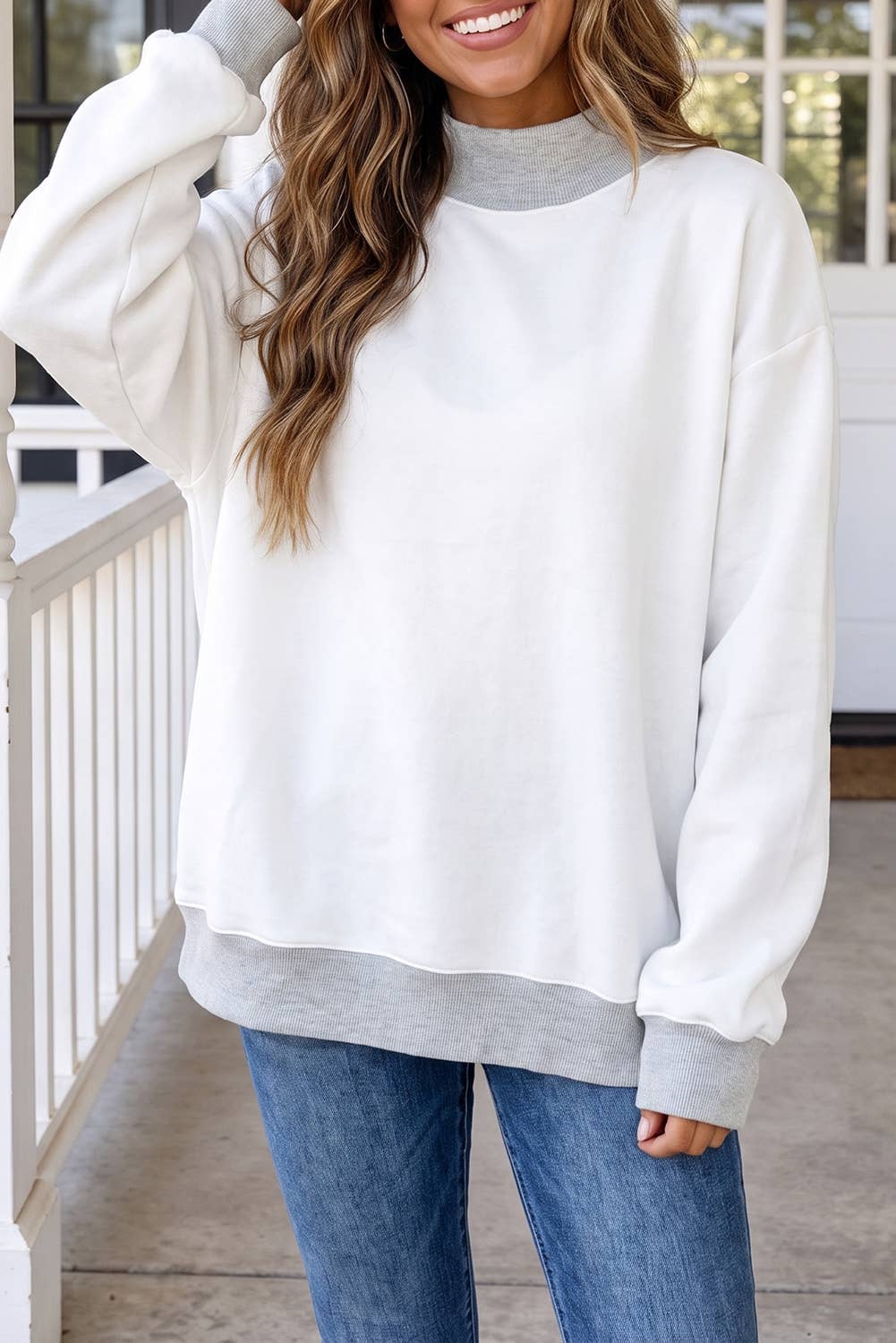 Reversible Mock Neck Oversized Sweatshirt