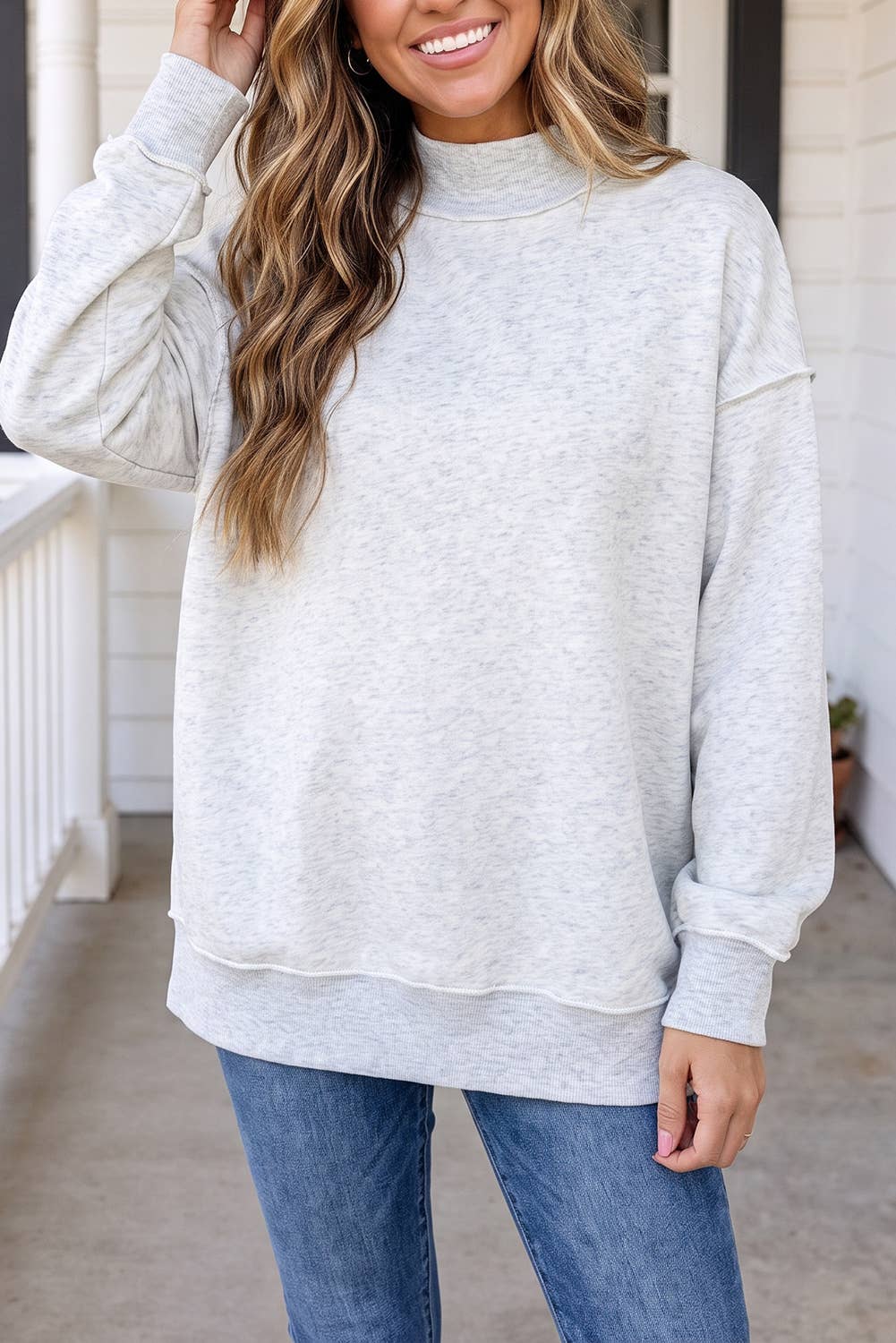 Reversible Mock Neck Oversized Sweatshirt