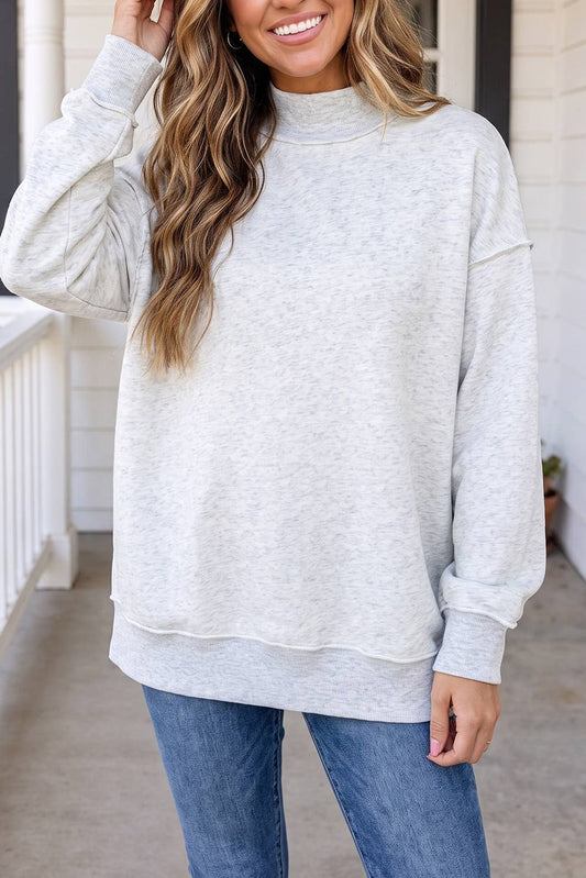 Reversible Mock Neck Oversized Sweatshirt