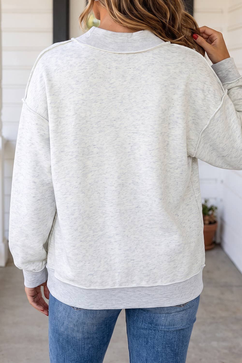 Reversible Mock Neck Oversized Sweatshirt