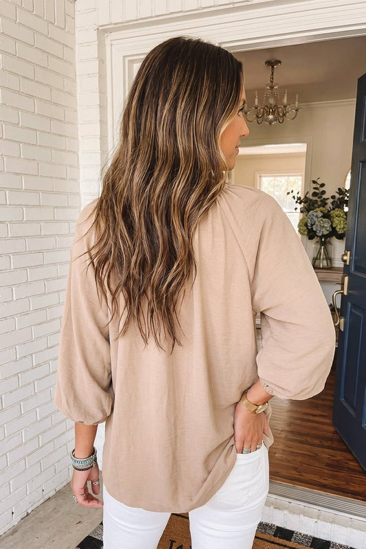 Shift V Neck 3/4 Sleeve Blouse
