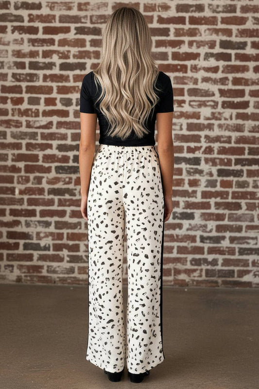Leopard Side Stripe Drawstring Pants