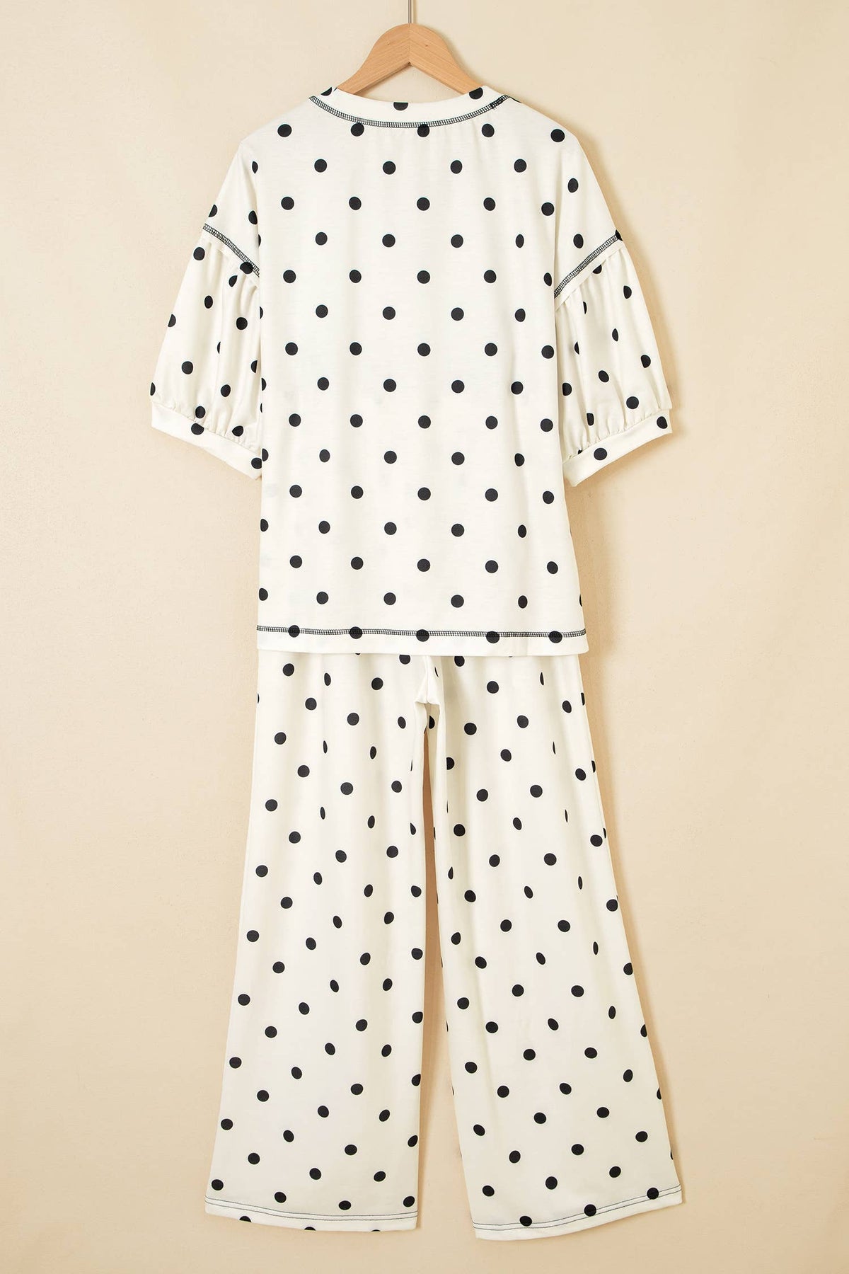 Polka Dot Half Sleeve Crew Neck Set