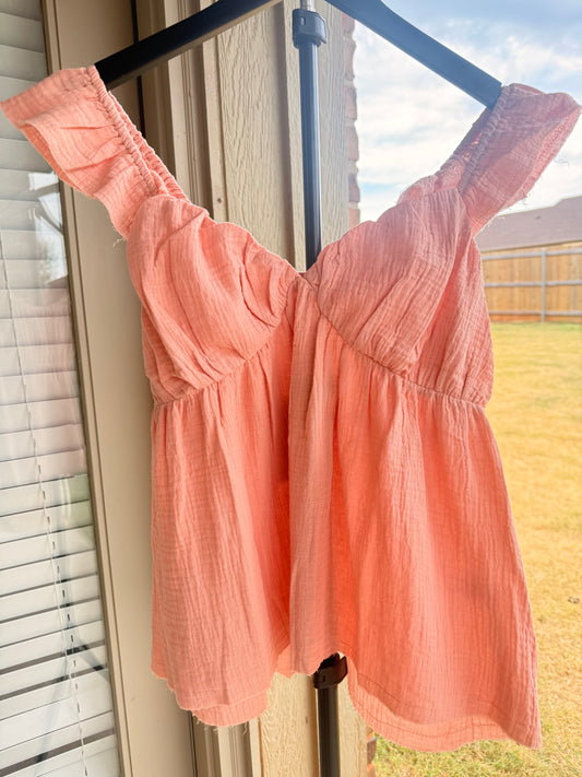 The Peach Please Babydoll Top - Medium