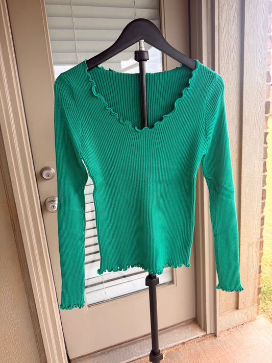The Lucky Girl Ribbed Top - Large