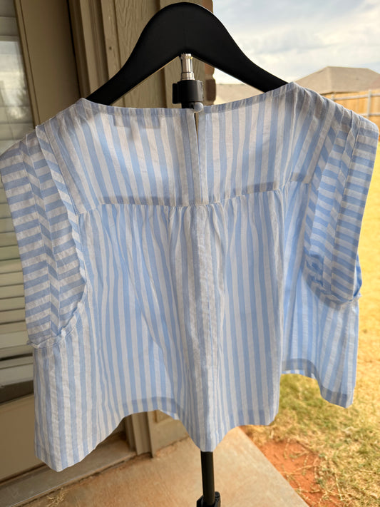 Blue Skies Striped Babydoll Top - Small