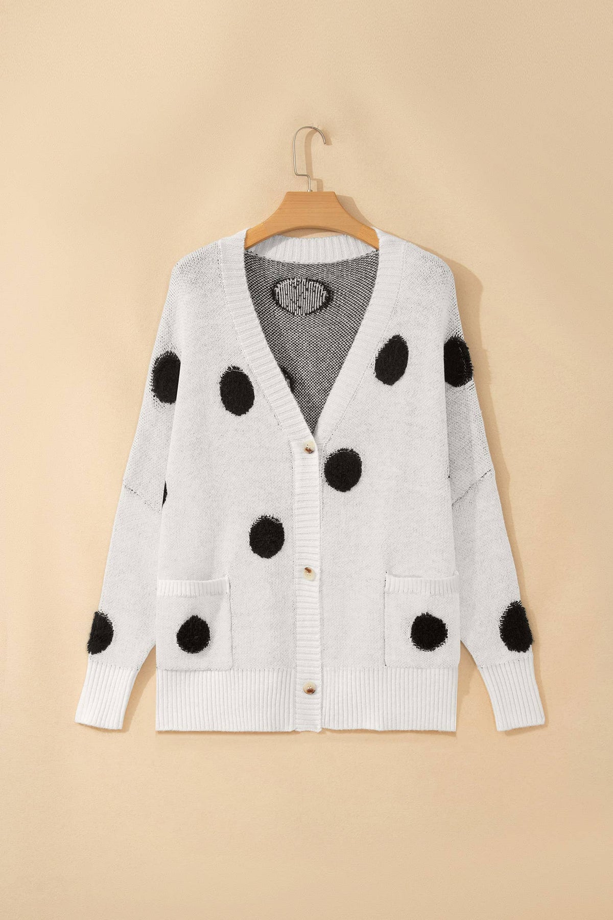 Polka Dot Oversized Button Front Cardigan